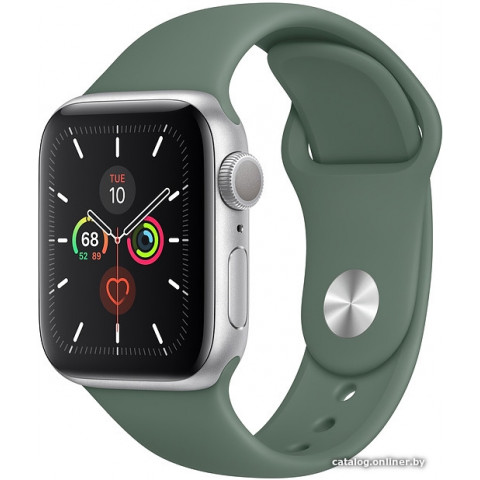 Умные часы Apple Watch Series 5 40 мм (серебристый алюминий/зеленый спортивный)